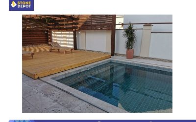 Look at Exotic Green Pool with Bali Stone in Chisinau, Moldova