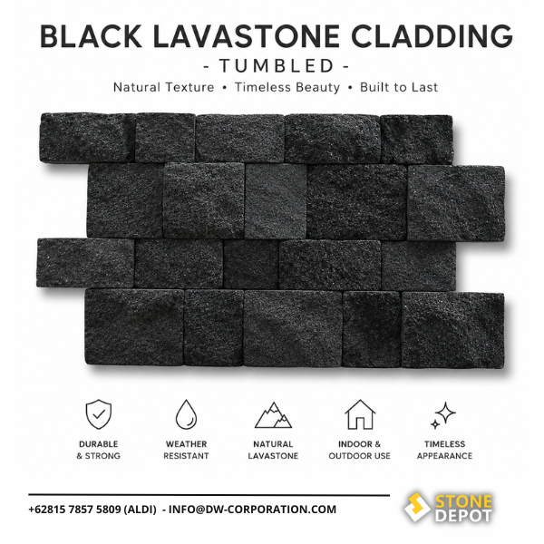 Black LavaStone Cladding – Tumbled