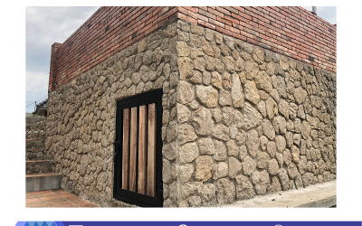 The Unique Orange Limestone Cladding at Bukit Daun Hotel & Resort, Kediri